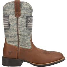 Grey - Men Riding Shoes Ariat Sport Patriot Cowboy Boots - Distressed Brown