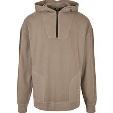 Urban Classics Overdyed Camp Hoodie - Dark Khaki