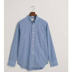 3XL - Men Shirts Gant Men Regular Fit Striped Poplin Shirt Blue