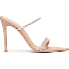 White Heeled Sandals Gianvito Rossi Peach crystal mule sandals