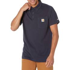 Carhartt Polo Shirts Carhartt Men's Navy Cotton/Polyester Force Cotton Delmont Pocket Polo, Blue