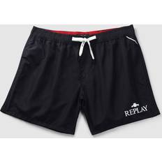 Replay Contrast Logo Swim Shorts, Black