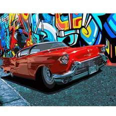 Red Diamond Paintings Painting by Numbers kit Crafting Spark Red Cadillac S076 19.69 x 15.75 in