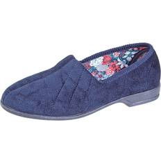 Sleepers womens/ladies audrey roll top velour slippers/indoor shoes df501