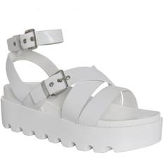 Where's That From Layla Buckle Strap Platform - White