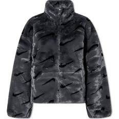 Nike Sportswear Plush Printed Faux Fur Jacket Women's - Dark Smoke Grey/Black