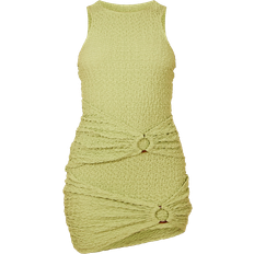 PrettyLittleThing Crinkle Racer Neck Ring Detail Bodycon Dress - Green