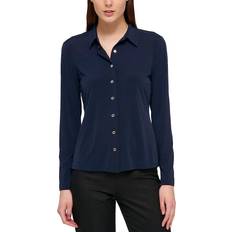 Tommy Hilfiger Women's Long Sleeve Collared Button Front Top - Midnight