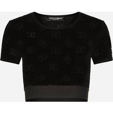 Dolce & Gabbana Black Flocked T-Shirt N0000 Nero IT