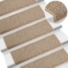 Stair Carpets vidaXL Selbstklebende Stufenmatten Sisal-Optik Beige