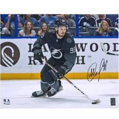 Mikhail Sergachev Tampa Bay Lightning Autographed x Black Jersey Skating with Puck Photograph