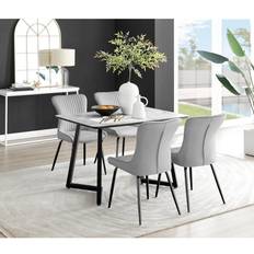 Furniturebox Carson Light Grey/White Dining Table 80x120cm 5pcs