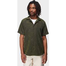 Oas Squiggle Cuba Terry Shirt in Dark Green. M, S, XL/1X