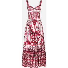 Dolce & Gabbana Calf-length bustier dress in Majolica-print poplin