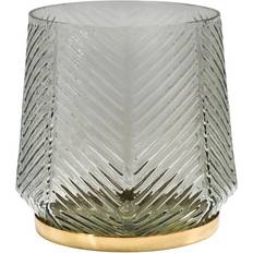 Ivyline Elm Embossed Glass/Metal Candle Holder