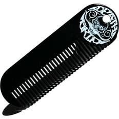 Beard comb or fine tooth mustache pocket stainless steel metal small, black