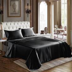 CozyLux Silky Bed Sheet Black (259.1x228.6cm)