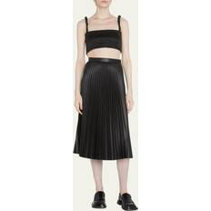 Pleated Faux Leather Midi Skirt