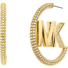 Michael Kors Precious Pavé Logo Hoop Earrings - Gold/Transparent