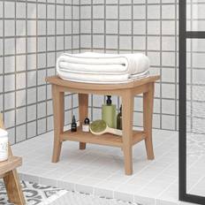 vidaXL wood teak shower bench