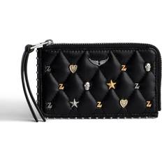 Zadig & Voltaire Noir Charm-embellished Quilted-leather Card Holder