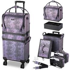 BYOOTIQUE Purple Makeup Train Case Lockable Rolling Cosmetic