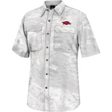 Colosseum Men's White Arkansas Razorbacks Realtree Aspect Charter Full-Button Fishing Shirt