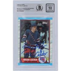 Topps Brian Leetch New York Rangers Autographed 1989-90 #136 Beckett Fanatics Witnessed Authenticated Rookie Card