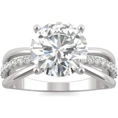 Charles & Colvard 14k White Gold 9/10 Carat T.W. Lab-Created Moissanite Split Shank Engagement Ring, Women's