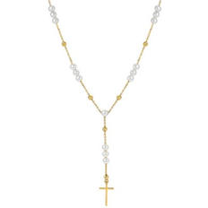 PearLustre by Imperial Gold-Plated Cultured Freshwater Y-Drop Necklace with Cross