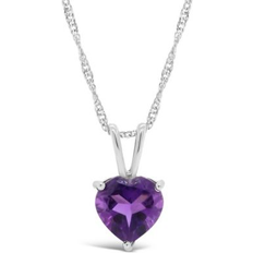 Macy's Sterling Silver Heart-Shaped Gemstone Pendant w 18" Chain Silver