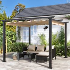 Bigzzia 3x3M Pergola with Retractable Sun Shade Canopy