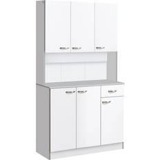Retractable Drawers Storage Cabinets Homcom Kitchen Adjustable White Storage Cabinet 101x180cm