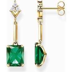 Thomas Sabo Sterling Silver Gold Plated Green Stone Earrings H2177-971-6