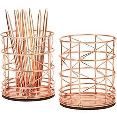 Juvale Rose Gold Pen Holder, Pencil Cup, Makeup Brush Organizer for Desk, Office, Vanity 4 In, 2 Pack