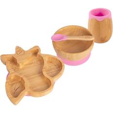 Unicorn Bamboo Suction Baby Feeding Set 4pc Pink