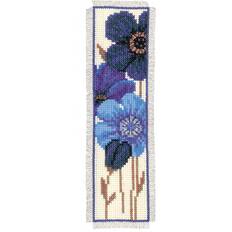 Vervaco Blue Flowers Cross Stitch Bookmark Kit
