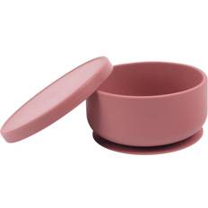 Baby Silicone Suction Bowl with Lid Dusty Rose