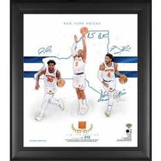 New York Knicks Facsimile Signatures 15 x 17 2020-21 Franchise Foundations Collage with Piece of Game-Used