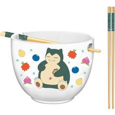 Silver Buffalo Pokémon Snorlax Relaxing 20oz Ceramic Ramen Bowl with Chopsticks