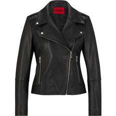 HUGO BOSS Larella-2 Oiled-Leather Jacket - Black