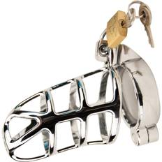 Leather Chastity Devices Sex Toys Impound Gladiator Chastity Device Silver