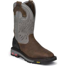 Justin JOW Mens Tanker Waterproof Steel Toe Work Boots Brown