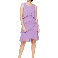 SL Fashions Tiered Chiffon Dress - Amethyst