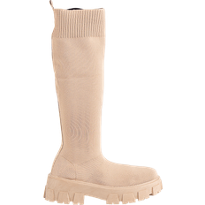 Beige - Women High Boots Where's That From Charmaine Chunky - Beige