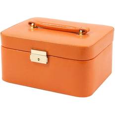 Orange Jewellery Boxes Bey-Berk Lizard Debossed Jewellery Box - Orange