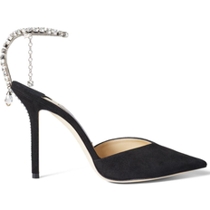 Jimmy Choo Saeda 100 Suede - Black/Crystal