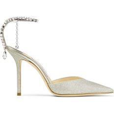 Silver - Women Heels & Pumps Jimmy Choo Saeda 100 - Platinum Ice Dusty