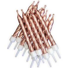 Birthdays Party Decorations Anniversary House Cake Candles Spiral Metallic with Holders Rose Gold 12pcs