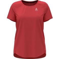 Red - Women Base Layer Tops Odlo Crew Zeroweight Chill-tec Short Sleeve T-shirt Orange Woman